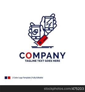 Company Name Logo Design For Awareness, brand, package, placement, product. Blue and red Brand Name Design with place for Tagline. Abstract Creative Logo template for Small and Large Business.
