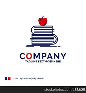 Company Name Logo Design For back to school, school, student, books, apple. Blue and red Brand Name Design with place for Tagline. Abstract Creative Logo template for Small and Large Business.
