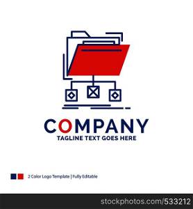 Company Name Logo Design For backup, data, files, folder, network. Blue and red Brand Name Design with place for Tagline. Abstract Creative Logo template for Small and Large Business.