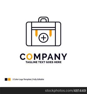 Company Name Logo Design For bag, camping, health, hiking, luggage. Purple and yellow Brand Name Design with place for Tagline. Creative Logo template for Small and Large Business.