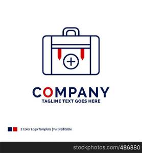 Company Name Logo Design For bag, camping, health, hiking, luggage. Blue and red Brand Name Design with place for Tagline. Abstract Creative Logo template for Small and Large Business.