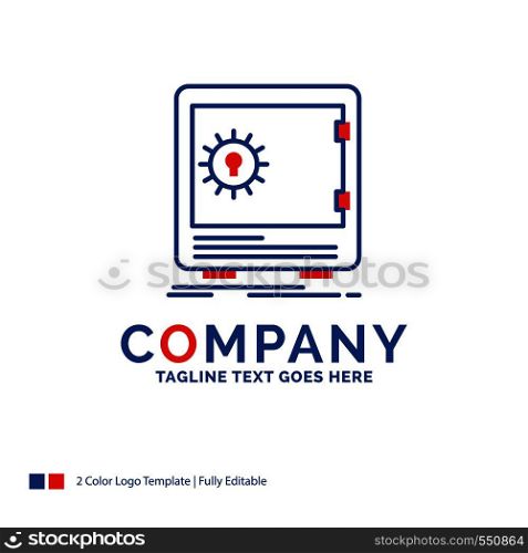 Company Name Logo Design For Bank, deposit, safe, safety, strongbox. Blue and red Brand Name Design with place for Tagline. Abstract Creative Logo template for Small and Large Business.