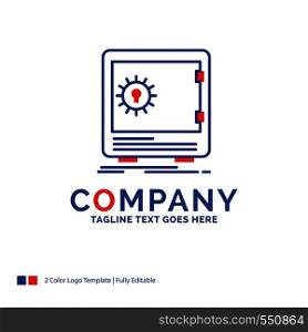 Company Name Logo Design For Bank, deposit, safe, safety, strongbox. Blue and red Brand Name Design with place for Tagline. Abstract Creative Logo template for Small and Large Business.