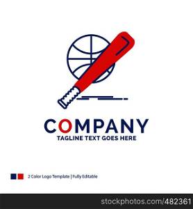 Company Name Logo Design For baseball, basket, ball, game, fun. Blue and red Brand Name Design with place for Tagline. Abstract Creative Logo template for Small and Large Business.