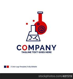 Company Name Logo Design For beaker, lab, test, tube, scientific. Blue and red Brand Name Design with place for Tagline. Abstract Creative Logo template for Small and Large Business.