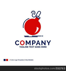 Company Name Logo Design For Bomb, boom, danger, ddos, explosion. Blue and red Brand Name Design with place for Tagline. Abstract Creative Logo template for Small and Large Business.