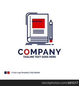 Company Name Logo Design For Book, business, education, notebook, school. Blue and red Brand Name Design with place for Tagline. Abstract Creative Logo template for Small and Large Business.