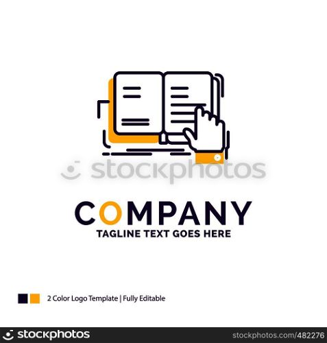 Company Name Logo Design For book, lesson, study, literature, reading. Purple and yellow Brand Name Design with place for Tagline. Creative Logo template for Small and Large Business.