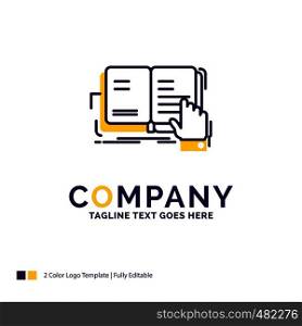 Company Name Logo Design For book, lesson, study, literature, reading. Purple and yellow Brand Name Design with place for Tagline. Creative Logo template for Small and Large Business.