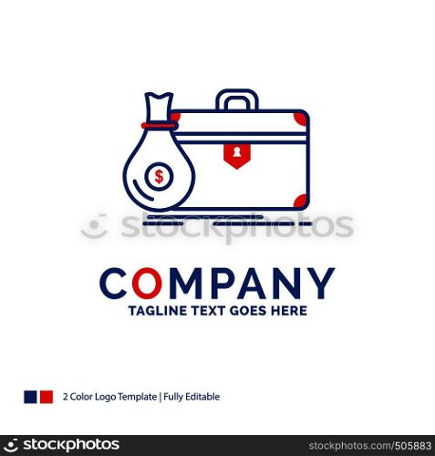 Company Name Logo Design For briefcase, business, case, open, portfolio. Blue and red Brand Name Design with place for Tagline. Abstract Creative Logo template for Small and Large Business.