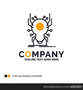 Company Name Logo Design For Bug, insect, spider, virus, App. Purple and yellow Brand Name Design with place for Tagline. Creative Logo template for Small and Large Business.