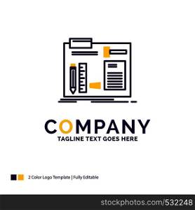 Company Name Logo Design For Build, construct, diy, engineer, workshop. Purple and yellow Brand Name Design with place for Tagline. Creative Logo template for Small and Large Business.