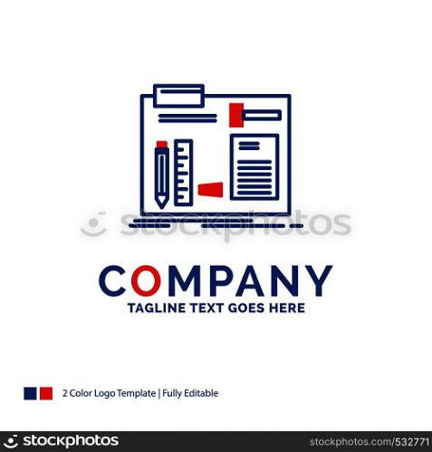 Company Name Logo Design For Build, construct, diy, engineer, workshop. Blue and red Brand Name Design with place for Tagline. Abstract Creative Logo template for Small and Large Business.
