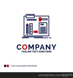 Company Name Logo Design For Build, construct, diy, engineer, workshop. Blue and red Brand Name Design with place for Tagline. Abstract Creative Logo template for Small and Large Business.