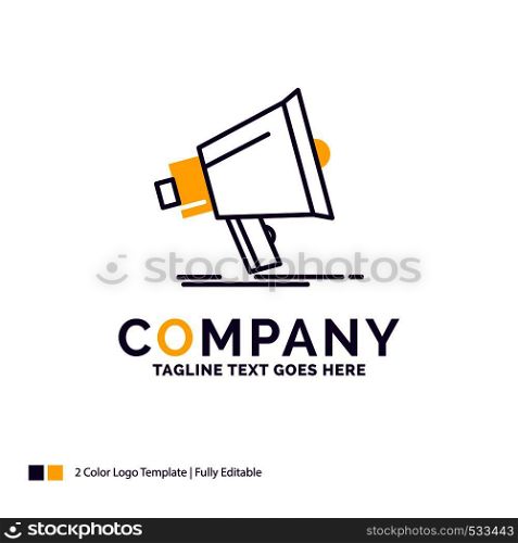 Company Name Logo Design For Bullhorn, digital, marketing, media, megaphone. Purple and yellow Brand Name Design with place for Tagline. Creative Logo template for Small and Large Business.