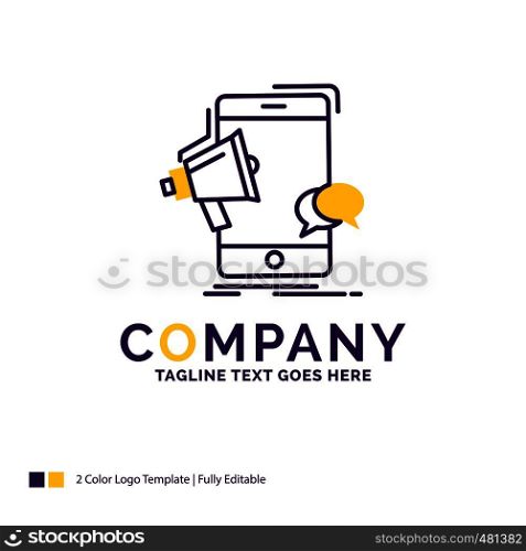 Company Name Logo Design For bullhorn, marketing, mobile, megaphone, promotion. Purple and yellow Brand Name Design with place for Tagline. Creative Logo template for Small and Large Business.