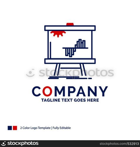 Company Name Logo Design For Business, chart, data, graph, stats. Blue and red Brand Name Design with place for Tagline. Abstract Creative Logo template for Small and Large Business.