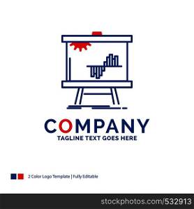 Company Name Logo Design For Business, chart, data, graph, stats. Blue and red Brand Name Design with place for Tagline. Abstract Creative Logo template for Small and Large Business.