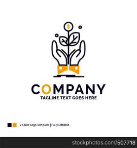Company Name Logo Design For business, company, growth, plant, rise. Purple and yellow Brand Name Design with place for Tagline. Creative Logo template for Small and Large Business.