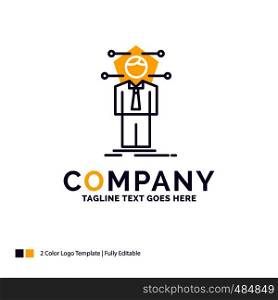 Company Name Logo Design For Business, connection, human, network, solution. Purple and yellow Brand Name Design with place for Tagline. Creative Logo template for Small and Large Business.
