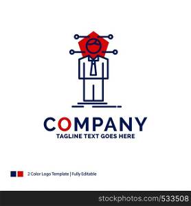 Company Name Logo Design For Business, connection, human, network, solution. Blue and red Brand Name Design with place for Tagline. Abstract Creative Logo template for Small and Large Business.