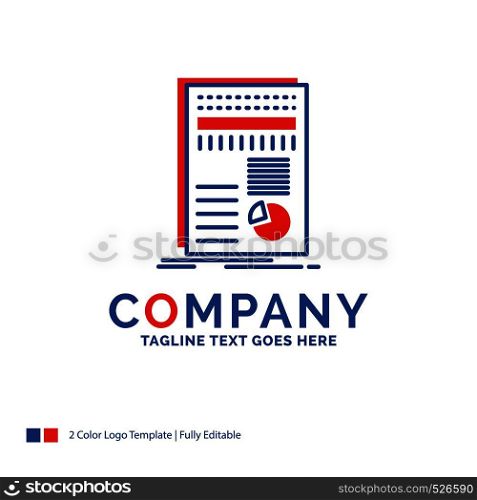 Company Name Logo Design For business, data, finance, report, statistics. Blue and red Brand Name Design with place for Tagline. Abstract Creative Logo template for Small and Large Business.