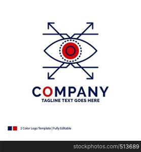 Company Name Logo Design For Business, eye, look, vision. Blue and red Brand Name Design with place for Tagline. Abstract Creative Logo template for Small and Large Business.