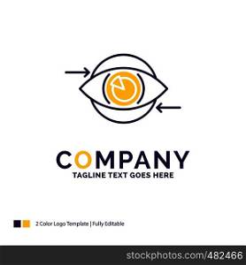 Company Name Logo Design For Business, eye, marketing, vision, Plan. Purple and yellow Brand Name Design with place for Tagline. Creative Logo template for Small and Large Business.