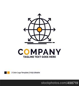Company Name Logo Design For business, global, international, network, web. Purple and yellow Brand Name Design with place for Tagline. Creative Logo template for Small and Large Business.