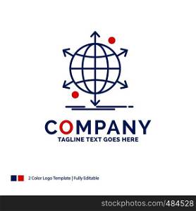 Company Name Logo Design For business, international, net, network, web. Blue and red Brand Name Design with place for Tagline. Abstract Creative Logo template for Small and Large Business.