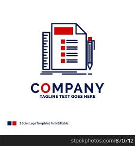 Company Name Logo Design For Business, list, plan, planning, task. Blue and red Brand Name Design with place for Tagline. Abstract Creative Logo template for Small and Large Business.