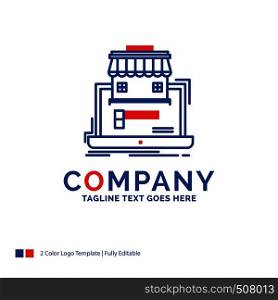 Company Name Logo Design For business, marketplace, organization, data, online market. Blue and red Brand Name Design with place for Tagline. Abstract Creative Logo template for Small and Large Business.