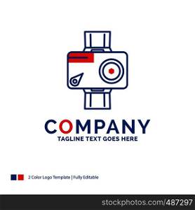 Company Name Logo Design For camera, action, digital, video, photo. Blue and red Brand Name Design with place for Tagline. Abstract Creative Logo template for Small and Large Business.