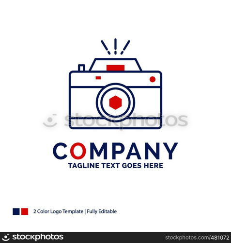 Company Name Logo Design For Camera, photography, capture, photo, aperture. Blue and red Brand Name Design with place for Tagline. Abstract Creative Logo template for Small and Large Business.