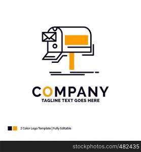 Company Name Logo Design For campaigns, email, marketing, newsletter, mail. Purple and yellow Brand Name Design with place for Tagline. Creative Logo template for Small and Large Business.