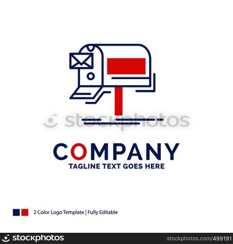 Company Name Logo Design For campaigns, email, marketing, newsletter, mail. Blue and red Brand Name Design with place for Tagline. Abstract Creative Logo template for Small and Large Business.
