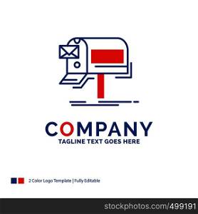 Company Name Logo Design For campaigns, email, marketing, newsletter, mail. Blue and red Brand Name Design with place for Tagline. Abstract Creative Logo template for Small and Large Business.
