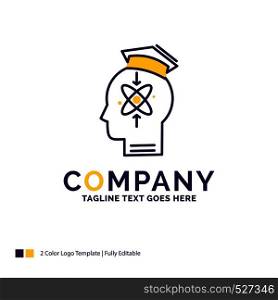 Company Name Logo Design For capability, head, human, knowledge, skill. Purple and yellow Brand Name Design with place for Tagline. Creative Logo template for Small and Large Business.