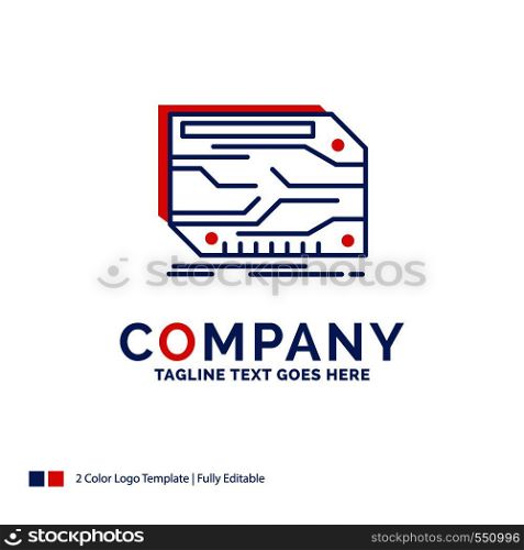 Company Name Logo Design For card, component, custom, electronic, memory. Blue and red Brand Name Design with place for Tagline. Abstract Creative Logo template for Small and Large Business.