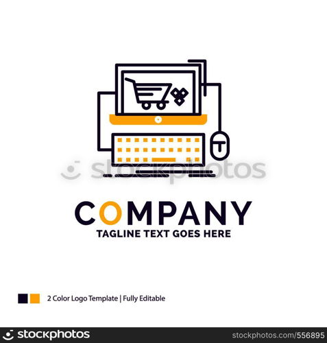 Company Name Logo Design For Cart, online, shop, store, game. Purple and yellow Brand Name Design with place for Tagline. Creative Logo template for Small and Large Business.