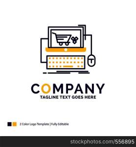 Company Name Logo Design For Cart, online, shop, store, game. Purple and yellow Brand Name Design with place for Tagline. Creative Logo template for Small and Large Business.