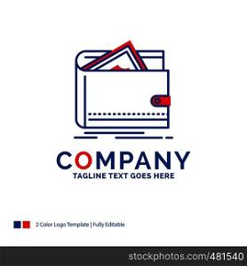 Company Name Logo Design For Cash, finance, money, personal, purse. Blue and red Brand Name Design with place for Tagline. Abstract Creative Logo template for Small and Large Business.