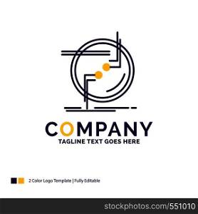 Company Name Logo Design For chain, connect, connection, link, wire. Purple and yellow Brand Name Design with place for Tagline. Creative Logo template for Small and Large Business.