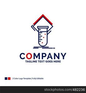 Company Name Logo Design For Chemistry, lab, study, test, testing. Blue and red Brand Name Design with place for Tagline. Abstract Creative Logo template for Small and Large Business.