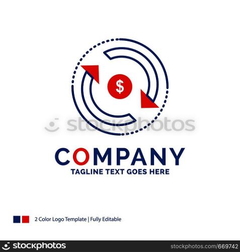Company Name Logo Design For Circulation, finance, flow, market, money. Blue and red Brand Name Design with place for Tagline. Abstract Creative Logo template for Small and Large Business.