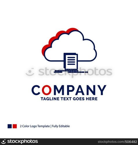 Company Name Logo Design For cloud, access, document, file, download. Blue and red Brand Name Design with place for Tagline. Abstract Creative Logo template for Small and Large Business.
