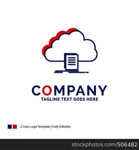 Company Name Logo Design For cloud, access, document, file, download. Blue and red Brand Name Design with place for Tagline. Abstract Creative Logo template for Small and Large Business.
