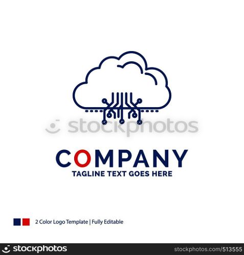 Company Name Logo Design For cloud, computing, data, hosting, network. Blue and red Brand Name Design with place for Tagline. Abstract Creative Logo template for Small and Large Business.