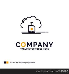 Company Name Logo Design For cloud, upload, save, data, computing. Purple and yellow Brand Name Design with place for Tagline. Creative Logo template for Small and Large Business.