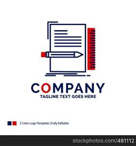 Company Name Logo Design For Code, coding, file, programming, script. Blue and red Brand Name Design with place for Tagline. Abstract Creative Logo template for Small and Large Business.